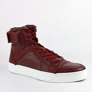 New Gucci Men's Strong Red Leather High 