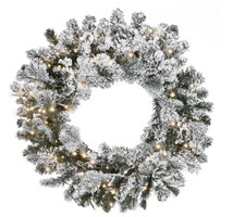 National Tree Co 24 in. Snowy Sheffield Spruce Artificial Christmas Wreath- New 