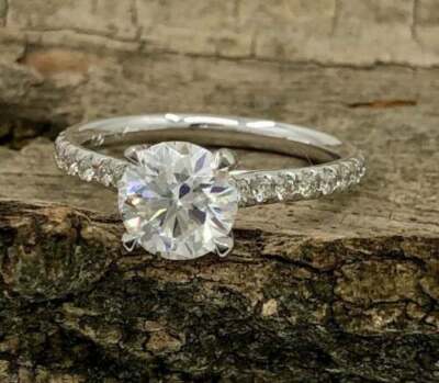 Round Cut 2.25Ct Diamond White Gold Finish Engagement Ring Simulated in Size 5