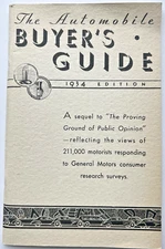 GENERAL MOTORS DETROIT MICHIGAN 1934 Automobile Buyers Guide Car History 7E