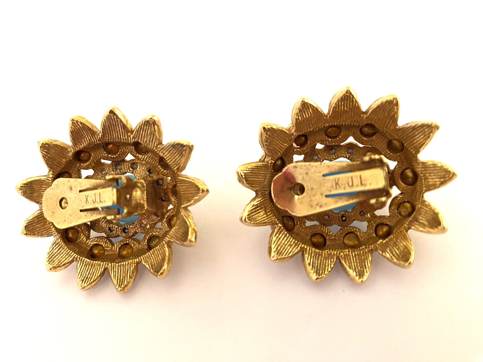 VTG Kenneth Jay Lane KJL Clip Earrings Turquoise … - image 4