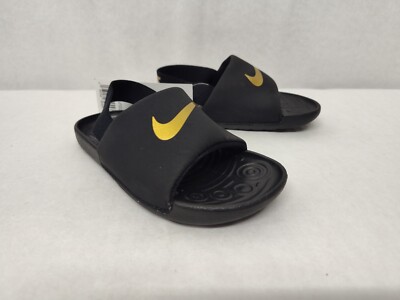 Nike Toddler Kawa Slides Sandals BV1094-003 Black Metallic Gold Sz 10