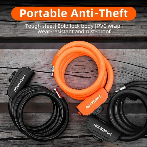 ROCKBROS Portable Ring Bicycle Lock MTB Road Bike Anti-theft Cycling Cable Lock - Picture 3 of 12