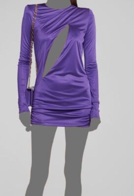 Versace Women's Satin Cut-Out Minidress - Bright Dark Orchid - Size 6 Versace Women's Satin Cut-Out Minidress - Bright Dark Orchid - Size 6