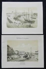 Lot x2 small engravings NANTES (early 20th century) Stock Exchange view + Quai de la Fosse