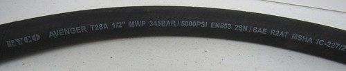 AVENGER T28A 1/2" MWP 345BAR / 5000PSI EN853 2SN/ SAE R2AT MSHA 1C-227/2 HOSE - Picture 2 of 4