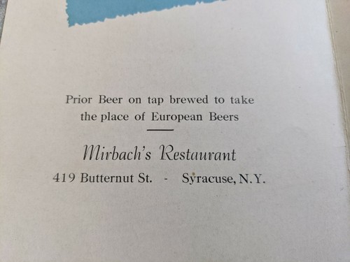 1940's Mirbach's Restaurant Syracuse New York Vintage Ronrico Drinks Menu Mailer - Picture 6 of 8