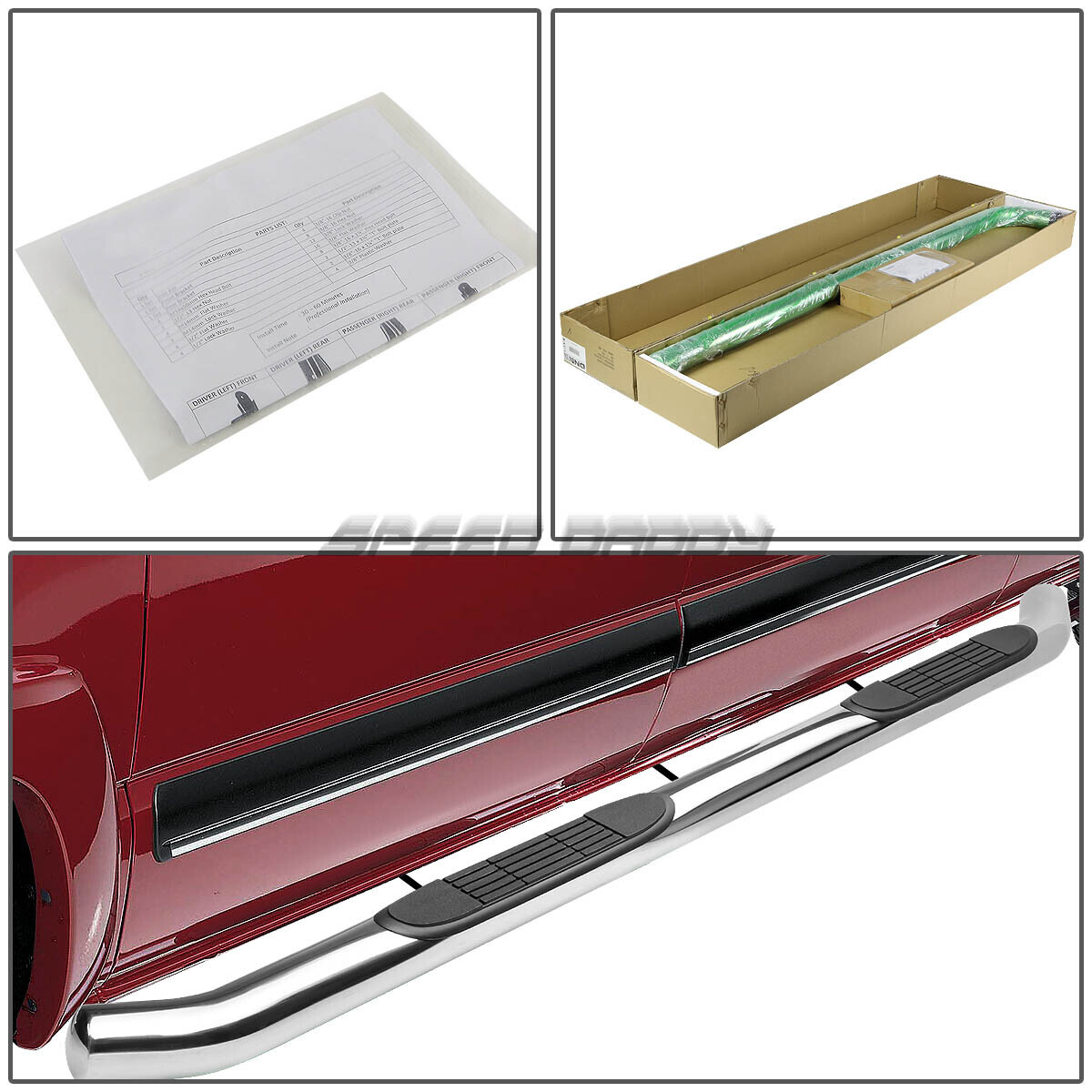 FOR 07-19 SILVERADO/SIERRA CREW CAB CHROME 3" SIDE STEP NERF BAR RUNNING BOARD