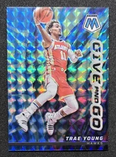 2022-23 Panini Mosaic Trae Young Give And Go Blue Reactive /99 #4 HAWKS