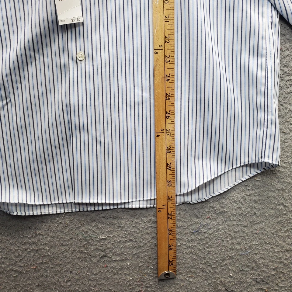 Geoffrey Beene 正装衬衫男式中号多条纹非铁领纽扣 — 第 4/4 张图片