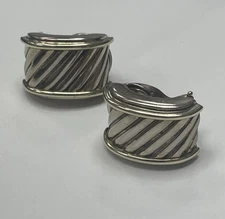 David Yurman 14K Gold & Sterling Silver Classic Cable Stud Clip Back Earrings