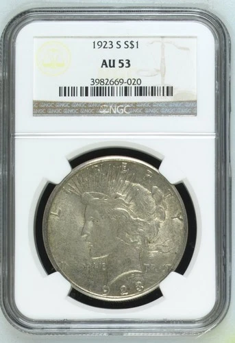 1923-S Peace Dollar NGC Certified AU53