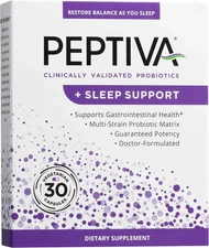 PEPTIVA Sleep Support Vegetarian Probiotics - 30 Capsules,EXP-2027