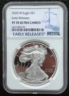 2020-W $1 SILVER AMERICAN EAGLE NGC PF70 Early Releases : 06820