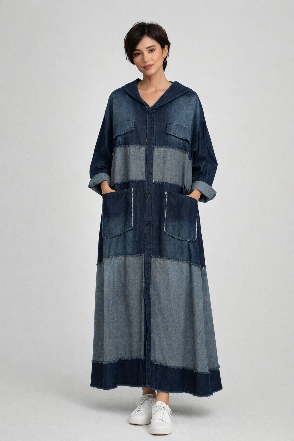 Lagenlook long denim patchwork coat Size 16-22
Opens in a new window or tab
