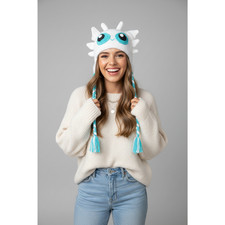 Hand crafted White Beanie Adult