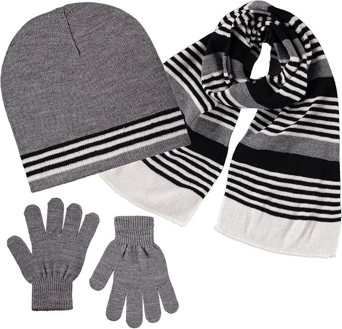Big Boy 3 Piezas Sombrero Guante Bufanda Conjunto DISEÑO Colores Invierno Clima Frío-Niños Gorro Foto 4 de 4