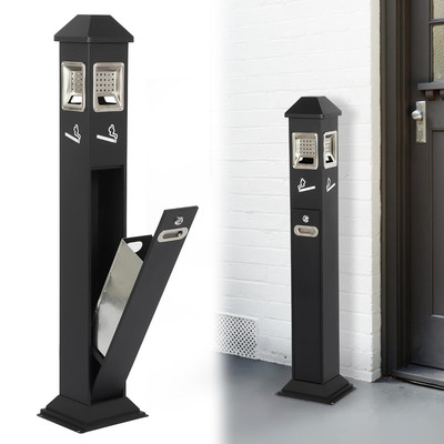 Outdoor Metal Trash Bin with Key - 1.2M Black Waste Container