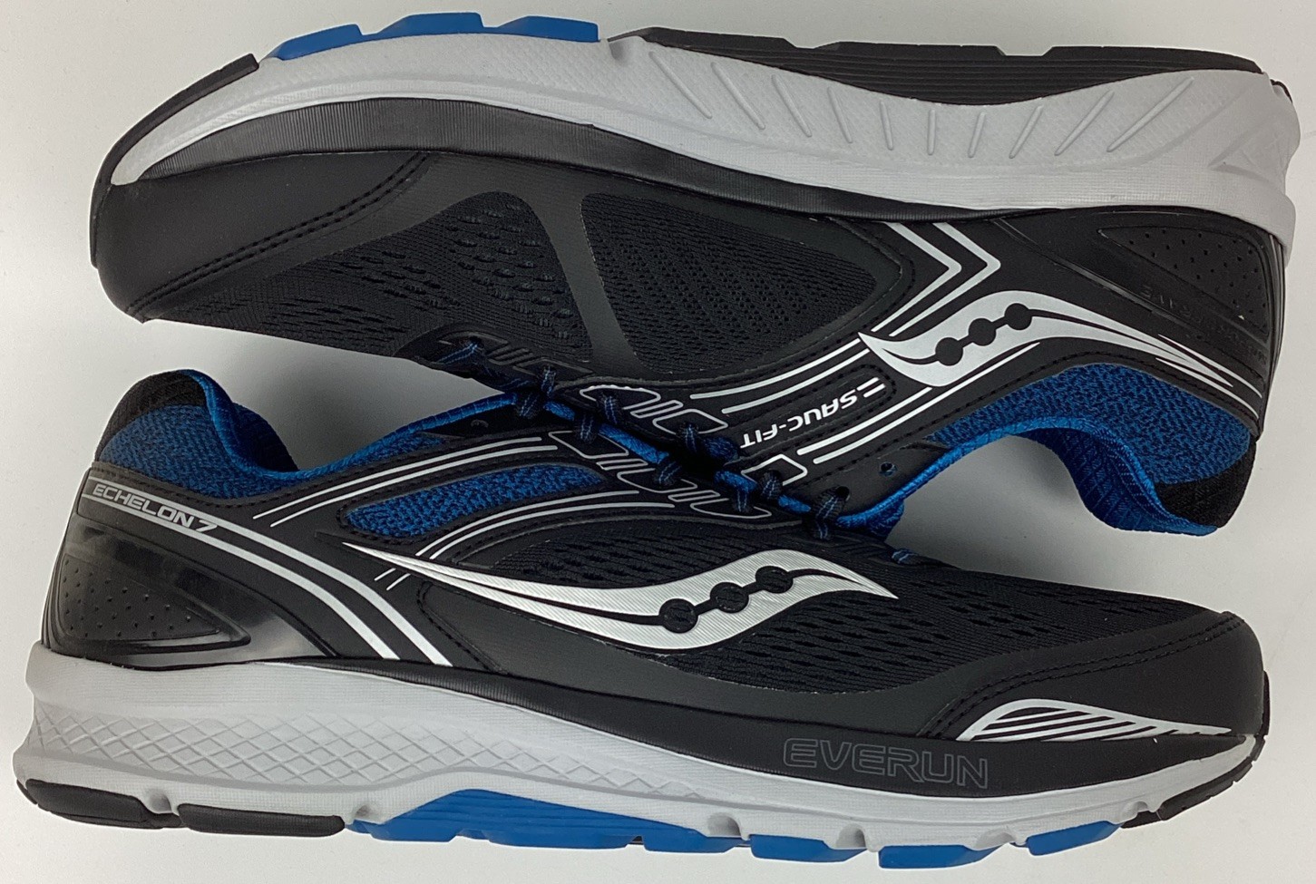 Saucony Men's Echelon 7 Cushioned Lightweight Running Black Aqua Shoes Size 10.5