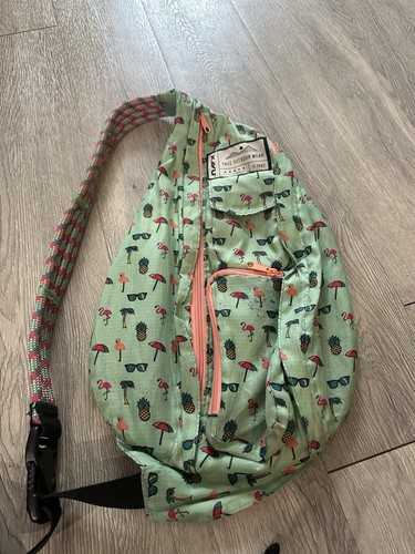 Kavu Original Rope Bag RARE Pink Flamingo Crossbody Messenger Sling Bag Backpack