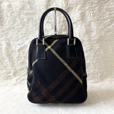BURBERRY Nova Check Black Canvas Handbag Authentic Women s Classic Ship Japan
