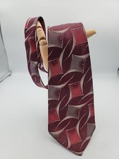 Vtg 40s Men's Rockabilly Swing Necktie Burgundy Pink Gray Cream Geometric Design