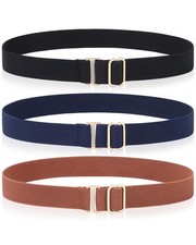 Kids Belt for Girls,3 Pack Stretch Belts Invisible Adjustable Gold Buckle Tod...
