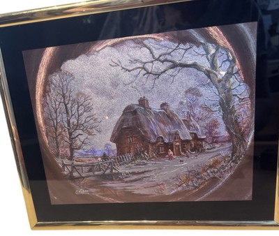 Manifestations Inc. Optical Illusion Vintage 8x10 Cottage Picture With Animals