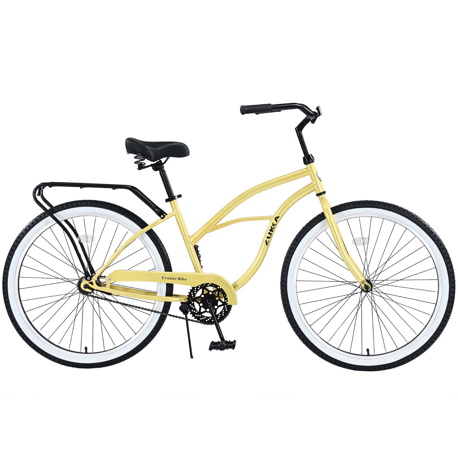 26" Beach Cruiser Bike for Men &Women, Cruiser Bicycle with Single Speed Yellow