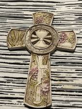 Beige Ceramic First Communion Hanging Wall Cross, 7.5''
