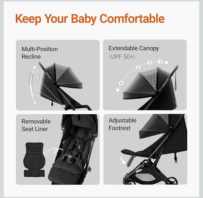 MAMAZING Ultra Air Lightweight Baby Travel Stroller with Carbon Fiber Frame,