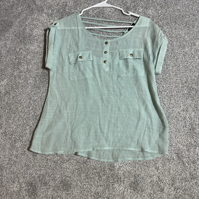 Boho Top Womens Medium Cottagecore Romantic Chic Gauzy Textured Coastal Beachy