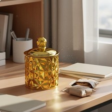Gold Pattern Storage Container PET Resin Storage Jars with Lid Plastic Container