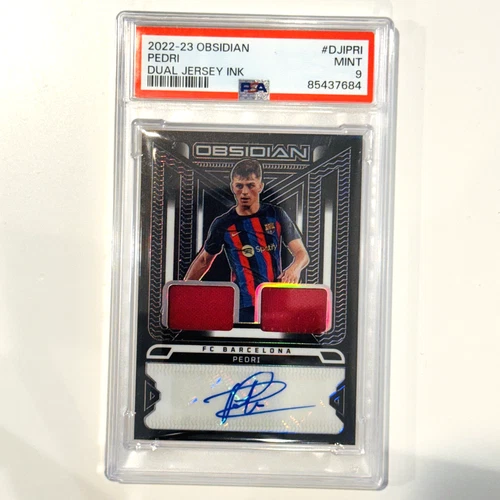 2022-23 Panini Obsidian PEDRI Dual Patch Auto /27 PSA 9
