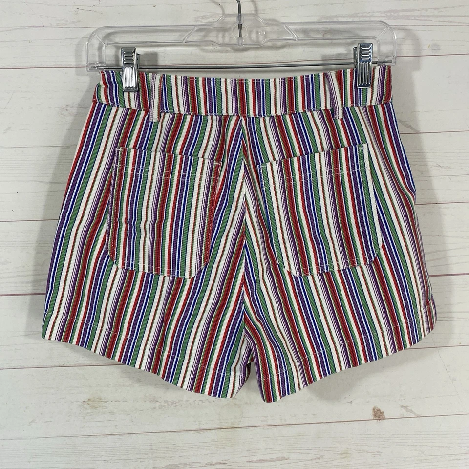 Pantalón Corto BDG Urban Outfitters Mujer Lisboa Rayas Abotonada Talla 0 Multicolor Foto 3 de 4