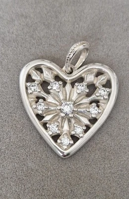 Pandora Heart Of Winter Necklace Pendant. 925 Silver. Diamanté. Reversible. - Image 1 of 4