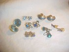 Vintage Shades of Blue Rhinestone Earrings Screw Back and Posts 7 Pair Rare — photo 6