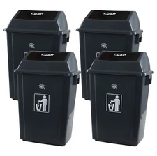 Idotry 18 Gallon Trash Can Plastic Kitchen Garbage Bin w/ Swing-Top, 4Packs Gray