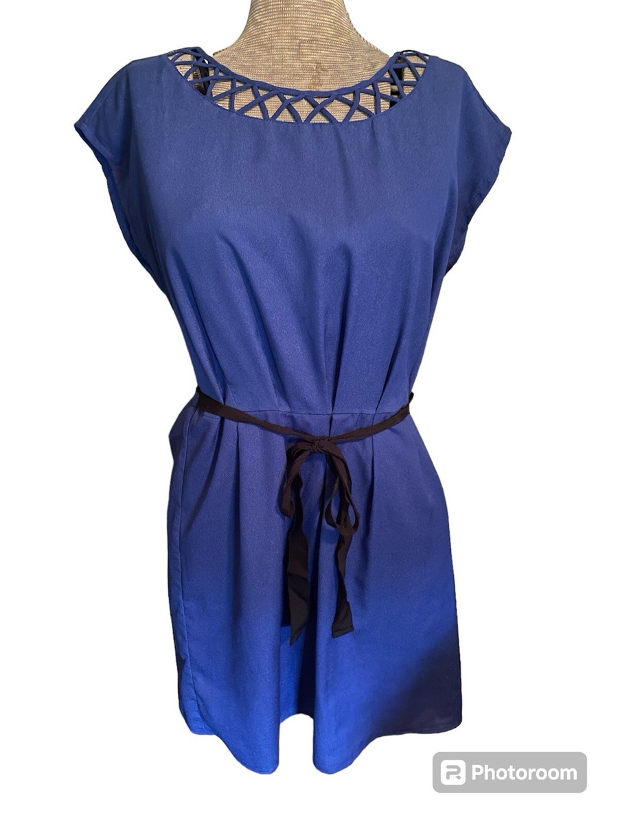 bebop blue dress Womens Bebop Blue Zigzag Dress Size XS Quarter Sleeve
