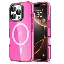 For iPhone 16 Pro Max MagSafe Case Shockproof Bumper Neon Clear Protective Cover