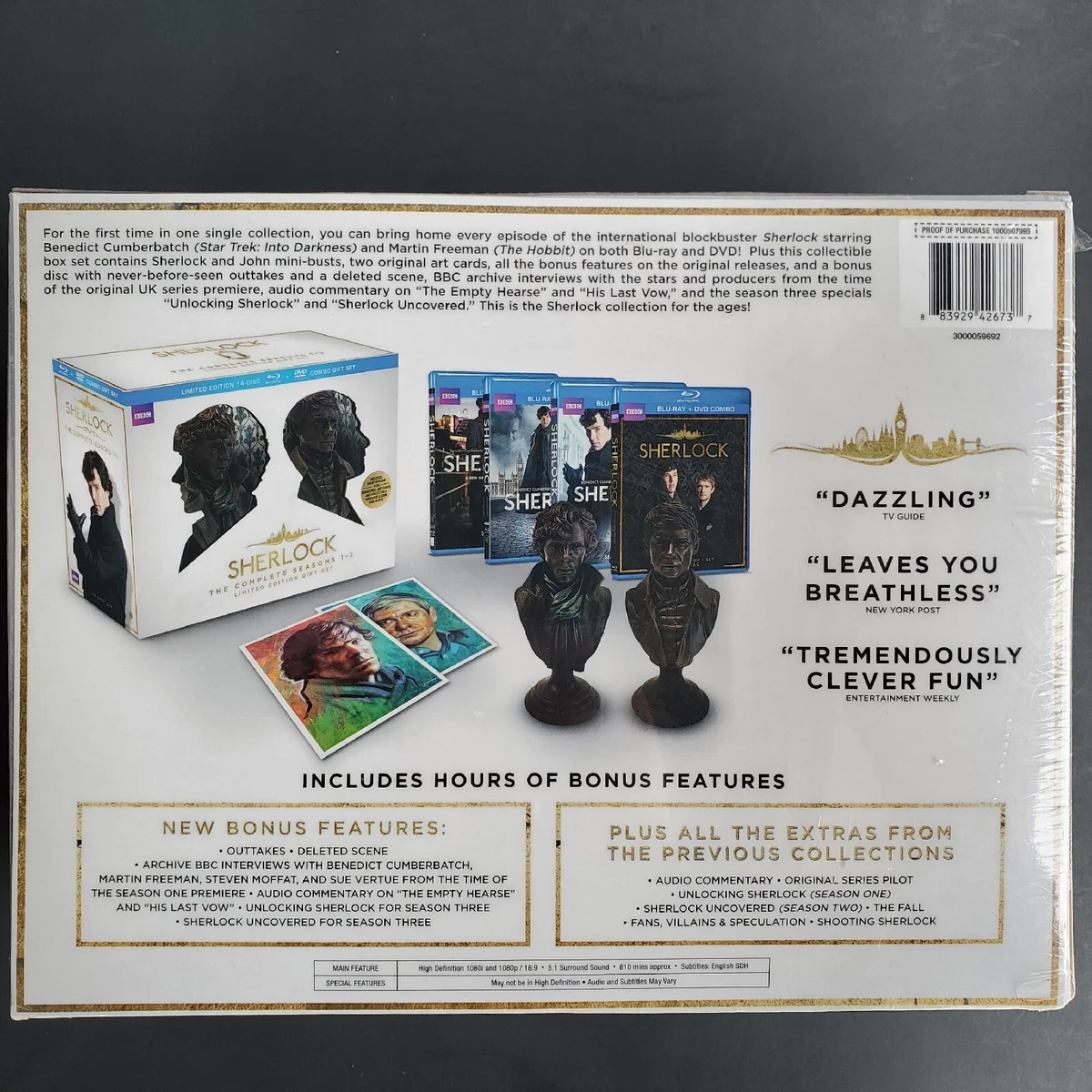 Sherlock: The Complete Seasons 1-3 (Blu-ray/DVD, 2014, 14-Disc Set