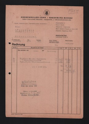 Magdeburg-Buckau, invoice 1949, Walter Müller & Co. factory chemical-pharmaceuticals