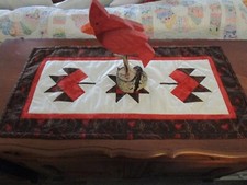 FALL  AUTUMN  MAPLE LEAF  HANDMADE  QUILT  TABLE RUNNER TOPPER  30" x 15"