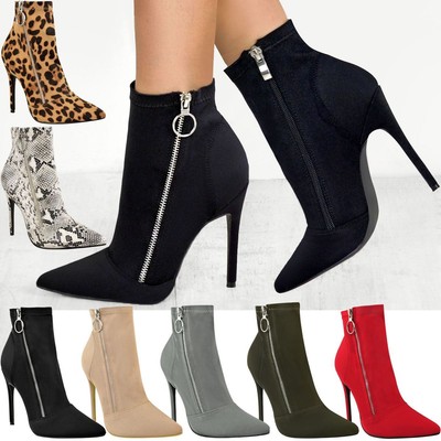 ladies black stiletto ankle boots