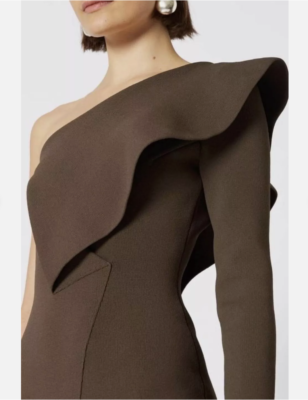 scanlan theodore crepe knit ruffle dress Scanlan Theodore Crepe Knot Ruffle Dress Size 8-10