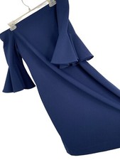 Sz XS NWT Vince Camuto Off-Shoulder Mini Navy Dress XS stretch bell sleeve $119