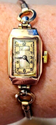 Ladies Art Deco 9ct Rose Gold MOP 1938 Rotary 15J P120 RG Bracelet
