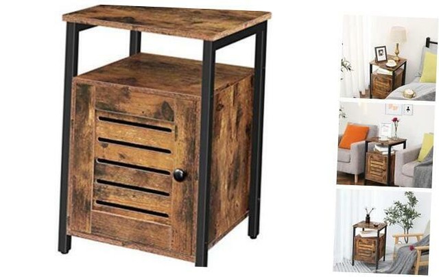 Blue Metal Nightstand Cabinet Side End Table With Door And Shelves For Sale Online Ebay