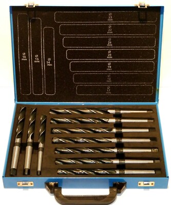 Spiralbohrer-Set 14-23 mm 10 tlg. HSS Konus-Bohrer Morsekegel MK1 & MK2 PeTools