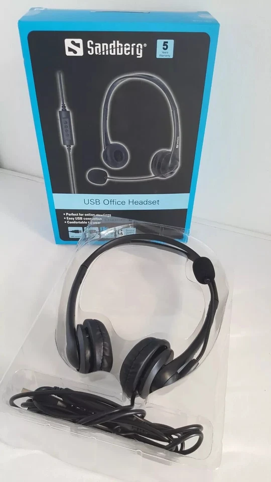 SANDBERG USB Office Headset Headphone Online Meeting Computer Cuffie PC - Immagine 3 di 4